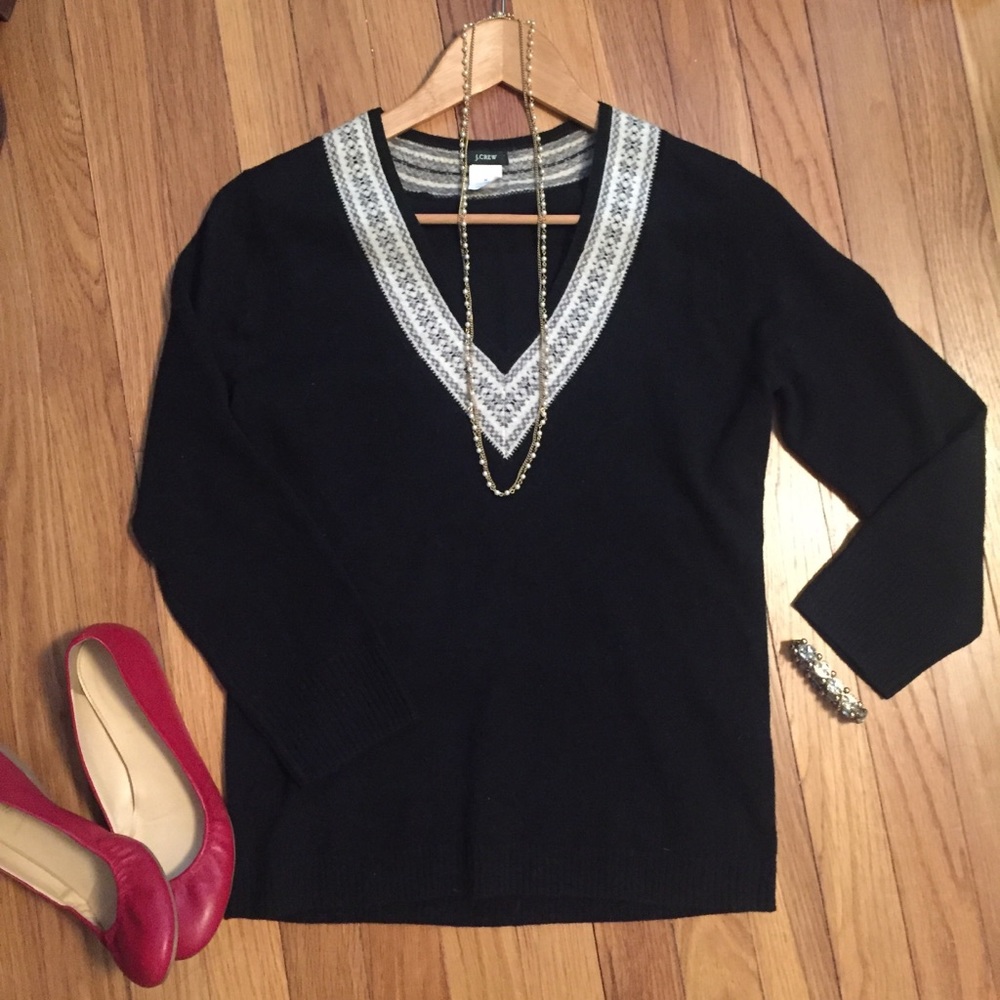 J. Crew Fair Isle V-Neck Sweater M